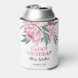 Glitter roze pioen bloemengroen Verjaardag Blikjeskoeler