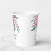 Glitter roze pioen bloemengroen Verjaardag Papieren Bekers (Links)