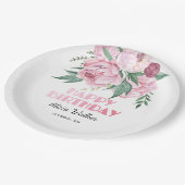 Glitter roze pioen bloemengroen Verjaardag Papieren Bordje (Gekanteld)