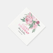 Glitter roze pioen bloemengroen Verjaardag Servet (Hoek)