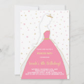 Glitter Roze Prinses Verjaardag Uitnodigingen (Voorkant)