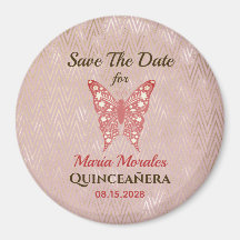 Glitter roze Quinceanera sparen de Datum Magnet