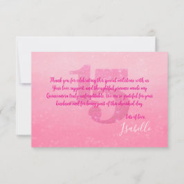 Glitter Roze Quinceñera Dankkaart Bedankkaart