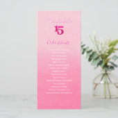 Glitter Roze Quinceñera Gebeurtenissen Volgorde (Staand voorkant)