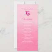 Glitter Roze Quinceñera Gebeurtenissen Volgorde (Voorkant)