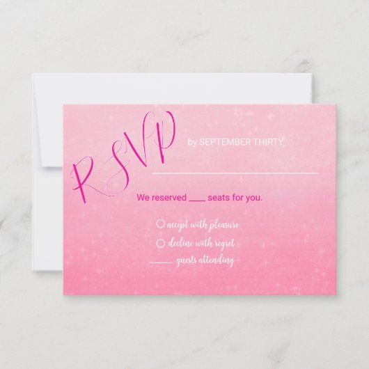 Glitter Roze Quinceñera RSVP kaart (Voorkant)
