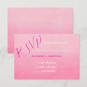 Glitter Roze Quinceñera RSVP kaart (Voorkant / Achterkant)
