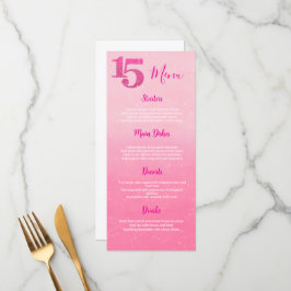 Glitter Roze Quinceñera Tafelmenu Menu