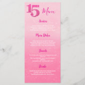 Glitter Roze Quinceñera Tafelmenu Menu (Voorkant)