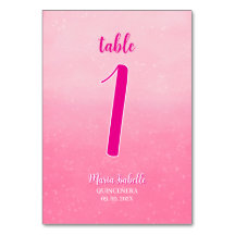 Glitter Roze Quinceñera Tafelnummer
