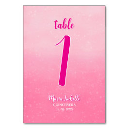 Glitter Roze Quinceñera Tafelnummer