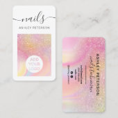 Glitter roze regenboogeenhoorn marmer spijkers scr visitekaartje (Voorkant / Achterkant)