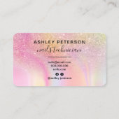 Glitter roze regenboogeenhoorn marmer spijkers scr visitekaartje (Achterkant)