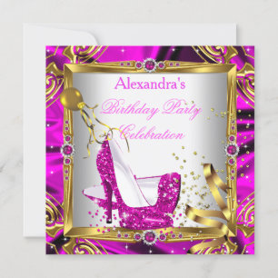 Glitter Roze Rode Hoge Hakken Schoenen Goud Witte  Kaart
