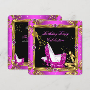 Glitter Roze Rode Hoge Hakken Schoenen Goud Zwart  Kaart