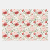 Glitter Roze Rode Rozen Bloemrijke Bruiloftsontvan Inpakpapier Vel (Voorkant 3)