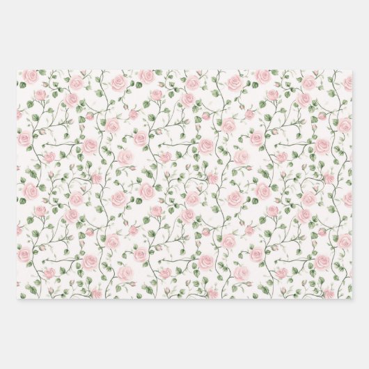 Glitter Roze Rode Rozen Bloemrijke Bruiloftsontvan Inpakpapier Vel (Voorkant)