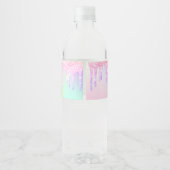 Glitter roze roosgoud regenboog holografische naam waterfles etiket (Achterkant)