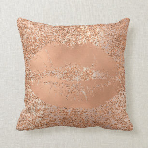 Glitter roze Rose Gold Blush Sparkly Copper Lips Kussen