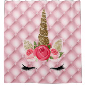 Glitter & Roze Roses Unicorn Douchegordijn (Voorkant)