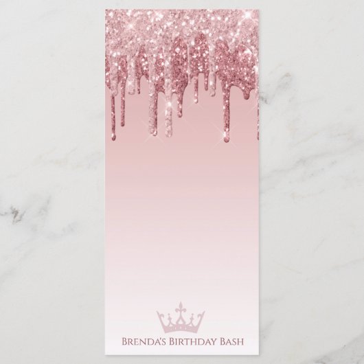 Glitter Roze Roze Goud Glamour Elegant Menu (Achterkant)