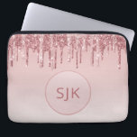 Glitter roze roze roodbruin monogram laptop sleeve<br><div class="desc">Blush Roze - Roos Gold Faux Drijvende glitter en Sparkle Elegant Monogram Computer Hoesje. Dit monogrammed hoesje kan worden aangepast om uw initiaal en voornaam te omvatten.</div>