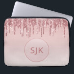 Glitter roze roze roodbruin monogram laptop sleeve<br><div class="desc">Blush Roze - Roos Gold Faux Drijvende glitter en Sparkle Elegant Monogram Computer Hoesje. Dit monogrammed hoesje kan worden aangepast om uw initiaal en voornaam te omvatten.</div>