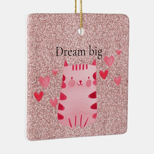 Glitter Roze Schattigee Cat Hearts Keramisch Ornament (Rechts)