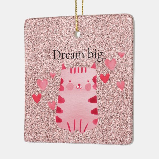 Glitter Roze Schattigee Cat Hearts Keramisch Ornament (Links)