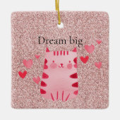 Glitter Roze Schattigee Cat Hearts Keramisch Ornament (Voorkant)