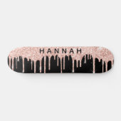 Glitter roze schijven - Gepersonaliseerd zwart Persoonlijk Skateboard (Horizontaal)