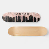 Glitter roze schijven - Gepersonaliseerd zwart Persoonlijk Skateboard (Horizontaal)