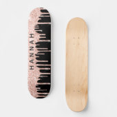 Glitter roze schijven - Gepersonaliseerd zwart Persoonlijk Skateboard (Voorkant)