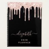 Glitter roze schijven - Gepersonaliseerd zwart Planner (Voorkant)
