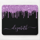 Glitter roze schijven zwart muismat (Voorkant)