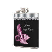 Glitter Roze Schoenen Roze en Zwart Heupfles (Links)