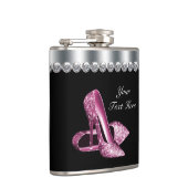 Glitter Roze Schoenen Roze en Zwart Heupfles (Rechts)