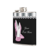 Glitter Roze Schoenen Roze en Zwart Heupfles (Links)