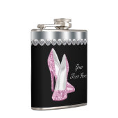 Glitter Roze Schoenen Roze en Zwart Heupfles (Rechts)