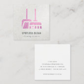Glitter Roze schoonmaakservice in de ruimte Vierkante Visitekaartje (Voorkant / Achterkant)