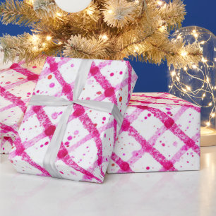 Glitter Roze Schotse Patroon Cadeaupapier