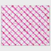 Glitter Roze Schotse Patroon Cadeaupapier (Vlak)