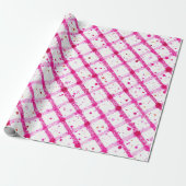 Glitter Roze Schotse Patroon Cadeaupapier (Uitgerold)