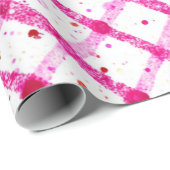 Glitter Roze Schotse Patroon Cadeaupapier (Rol Hoek)