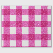 Glitter Roze Schotse Patroon Cadeaupapier (Vlak)