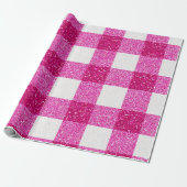 Glitter Roze Schotse Patroon Cadeaupapier (Uitgerold)