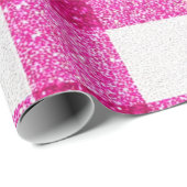 Glitter Roze Schotse Patroon Cadeaupapier (Rol Hoek)