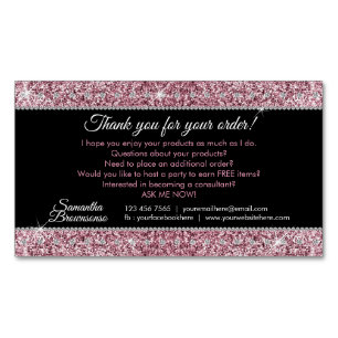 Glitter Roze Sieraden Diamant Bling Dank je Magnetisch Visitekaartje