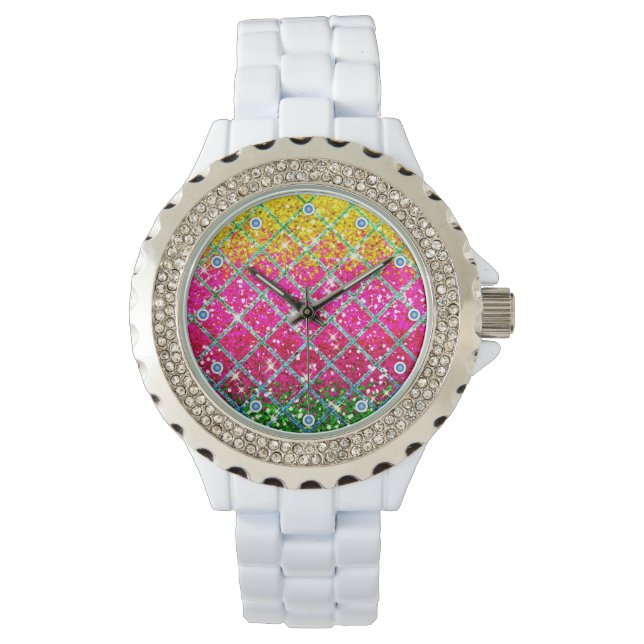 Glitter Roze Snakeskin Horloge (Voorkant)