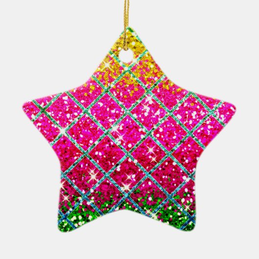 Glitter Roze Snakeskin Keramisch Ornament (Voorkant)
